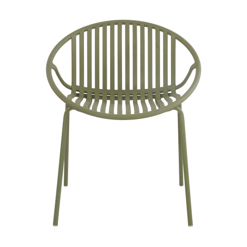 Hespera Patio Dining Chairs with Metal Legs & Breathable Plastic Backrest