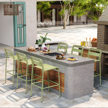 Liam Outdoor Patio Bar Stools, Iron, Set of 6