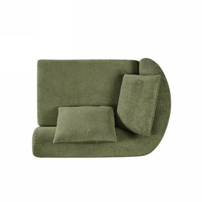 Orellar 116" Modern Curved Sectional Sofa with High-Density Fully Compressed Sponge and Chaise Lounge, Pearl Upholstery