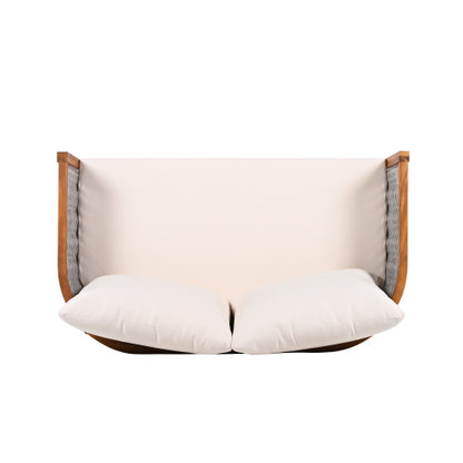 ThruBeam 2 Pieces Acacia Wood Patio Furniture Set, Loveseat with Woven Rope Table
