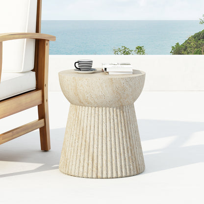 Isoldee Travertine Concrete Side Table