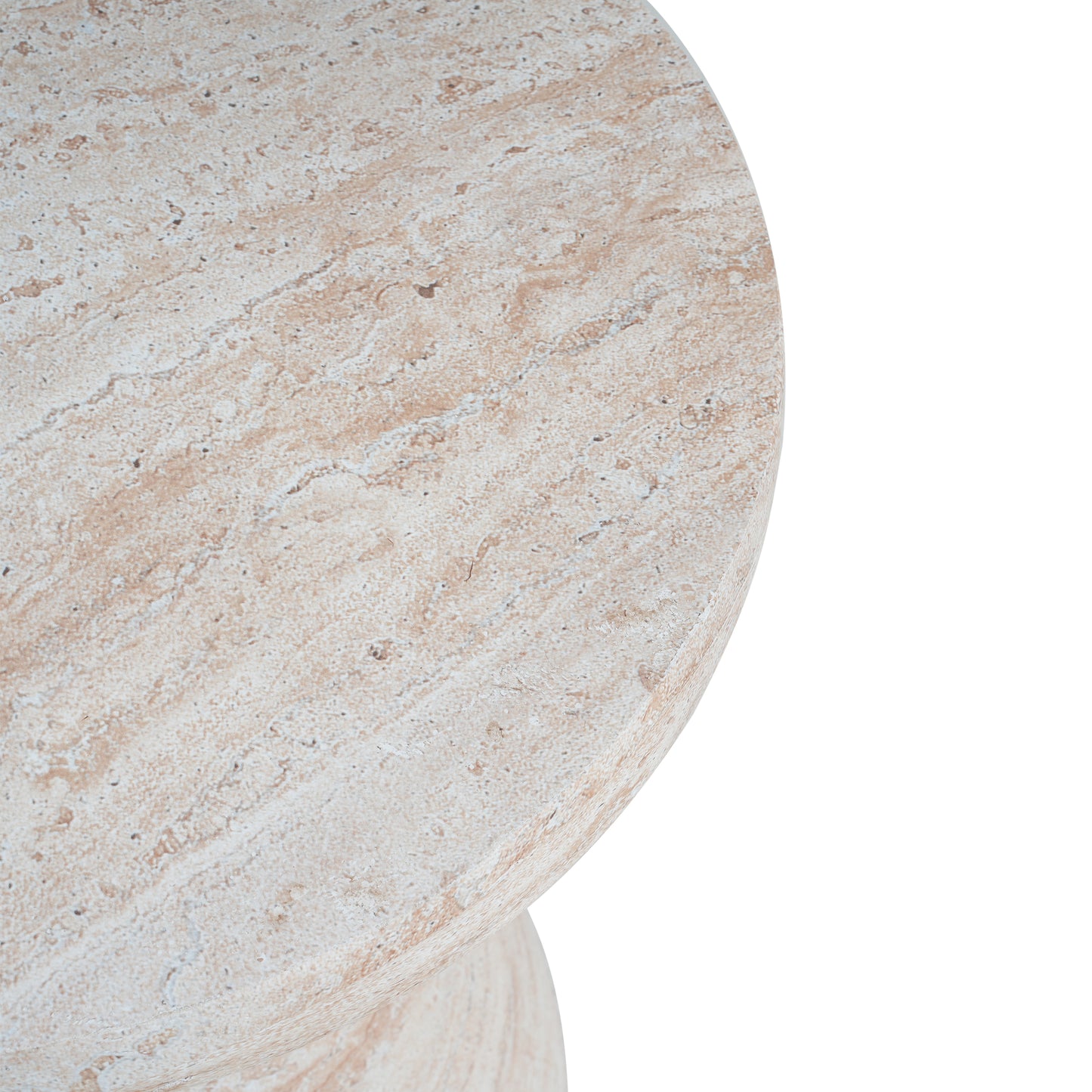 Moonveil Outdoor Lightweight Concrete Side Table,Travertine Finish