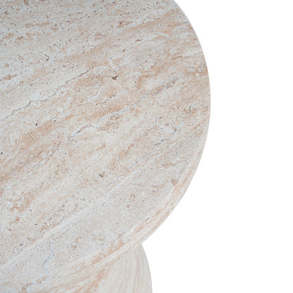 Moonveil Outdoor Lightweight Concrete Side Table,Travertine Finish