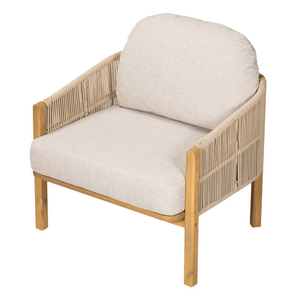Ylaenor Outdoor Wood Club Chair, with Cushion