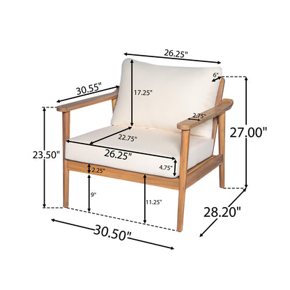 Elarrela Mid-Century Modern Outdoor Lounge Chair with Cushions