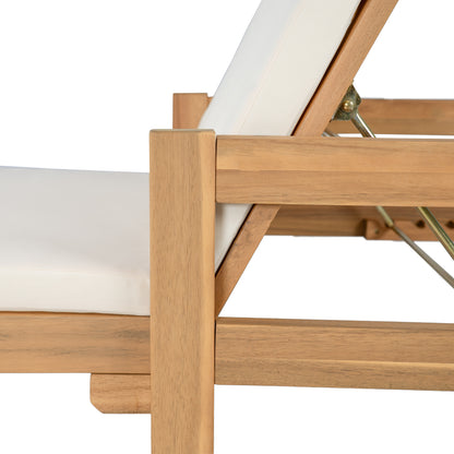 Calora Acacia Outdoor Modern Wood Chaise Lounge Chairs for Patio or Poolside