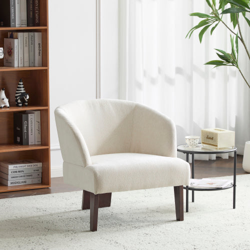‌Mossly Modern Accent Chair with Round Back & Wooden Legs - Mid-Century Inspired Lounge Chair for Living Room, Bedroom
