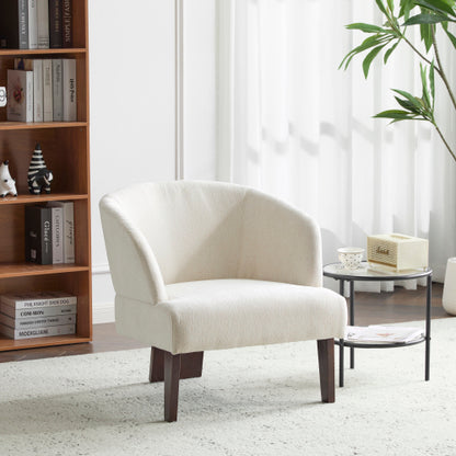 ‌Mossly Modern Accent Chair with Round Back & Wooden Legs - Mid-Century Inspired Lounge Chair for Living Room, Bedroom