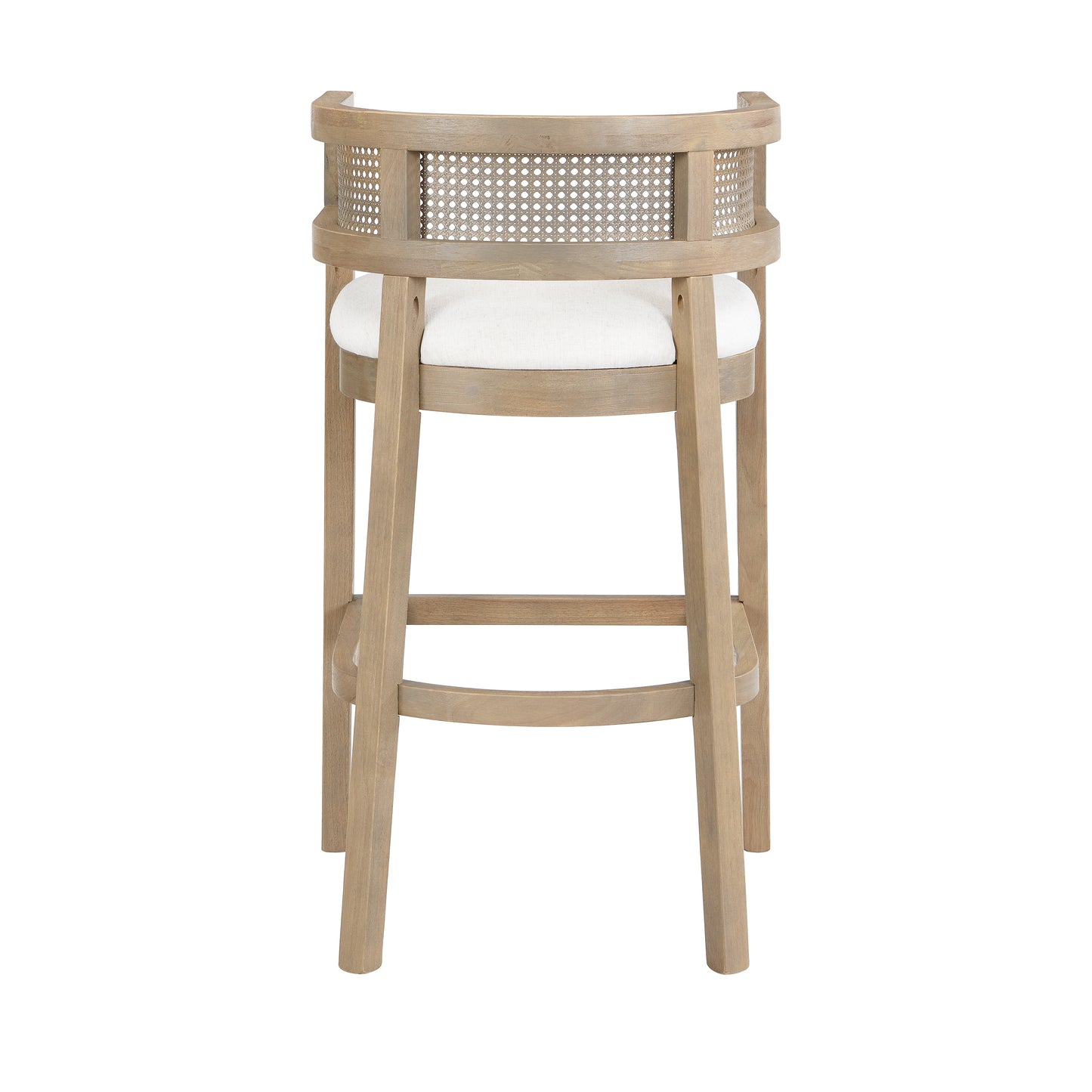 Tiberius Wood And Rattan Upholstered Arm Bar Stools,Set of 2