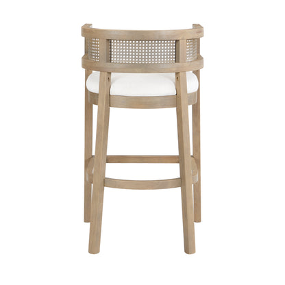 Tiberius Wood And Rattan Upholstered Arm Bar Stools,Set of 2