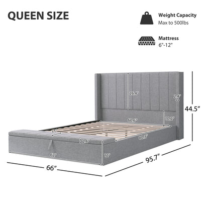 Cassander Queen Size Upholstered Platform Bed with Storage with Headboard