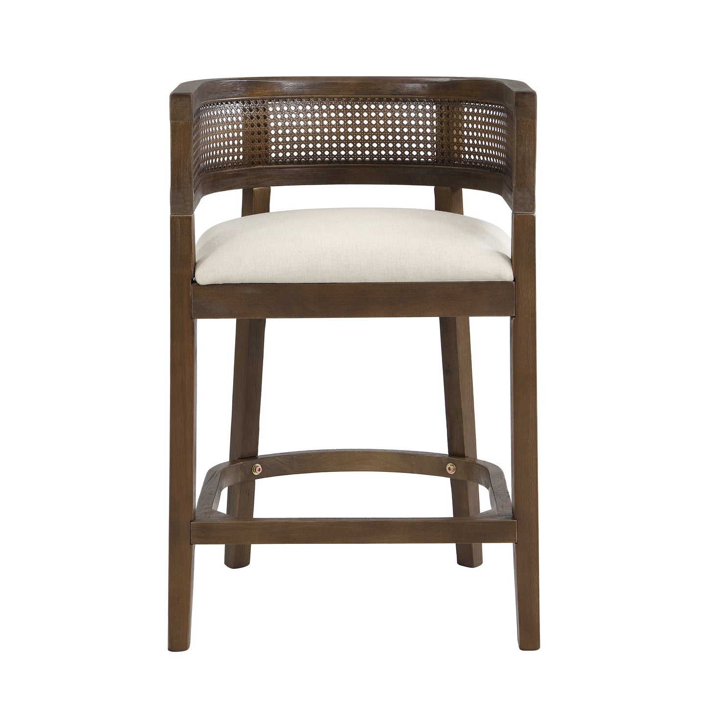 Isidore Wood And Rattan Upholstered Arm Counter Stools,Set of 2