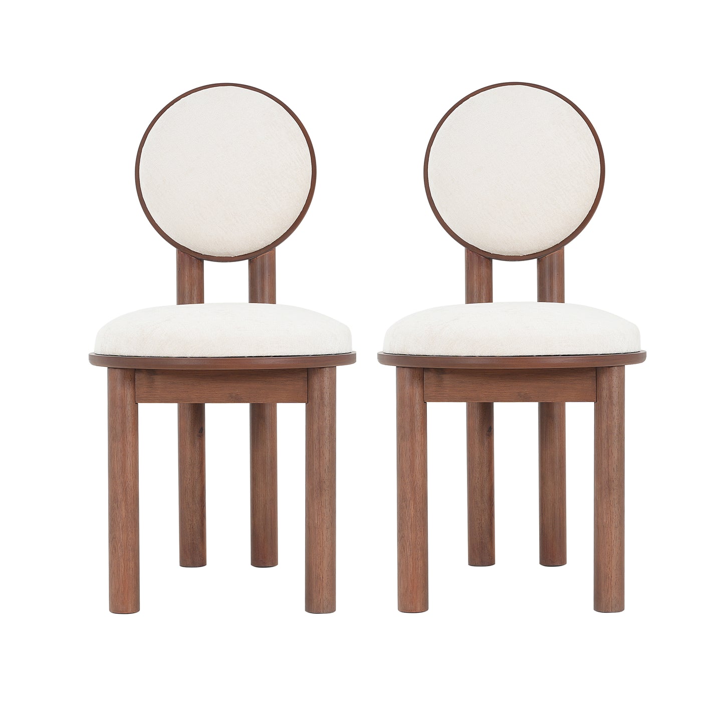 Ardene Polyester Beige Fabric Dining Chair with wooden frame (Set of 2)