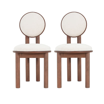 Ardene Polyester Beige Fabric Dining Chair with wooden frame (Set of 2)