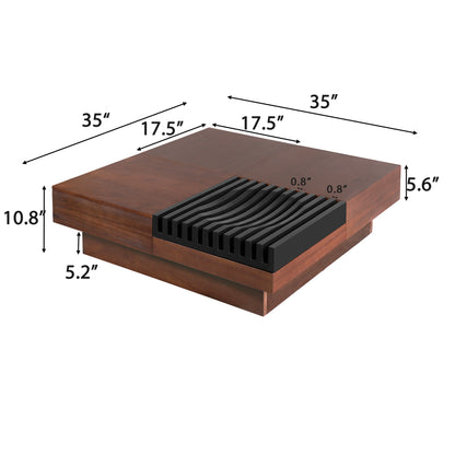 Leader Italian Vintage Style Acacia Wood Storage Coffee Table, Brown and Black