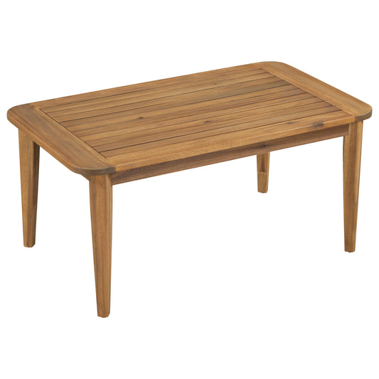 Oriona Outdoor Patio Acacia Wood Coffee Table, Teak + Beige