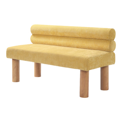 Thorne Upholstered Dining Bench with Backrest, Fabric Entryway Ottoman, Rubber Wood Legs, 300lbs Capacity