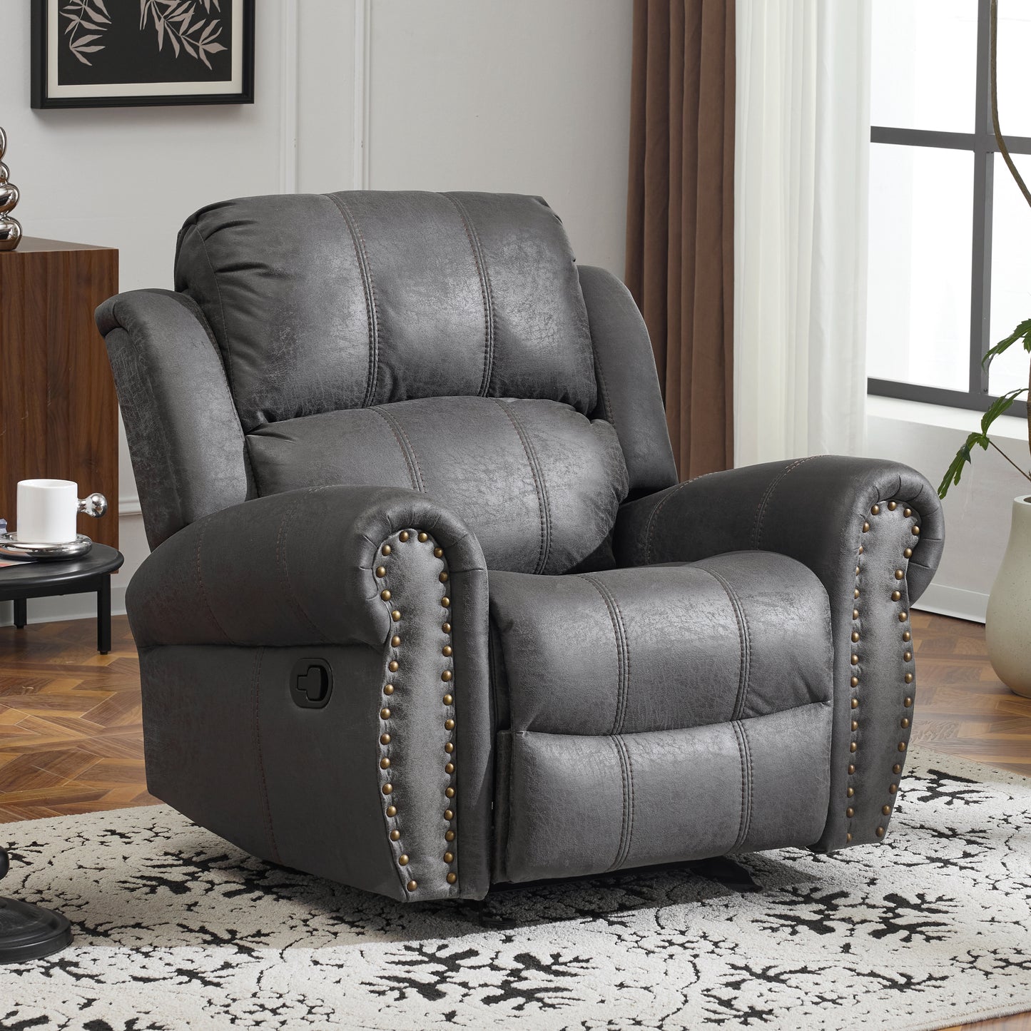 Isellen Suede Manual Glider Standard Recliner