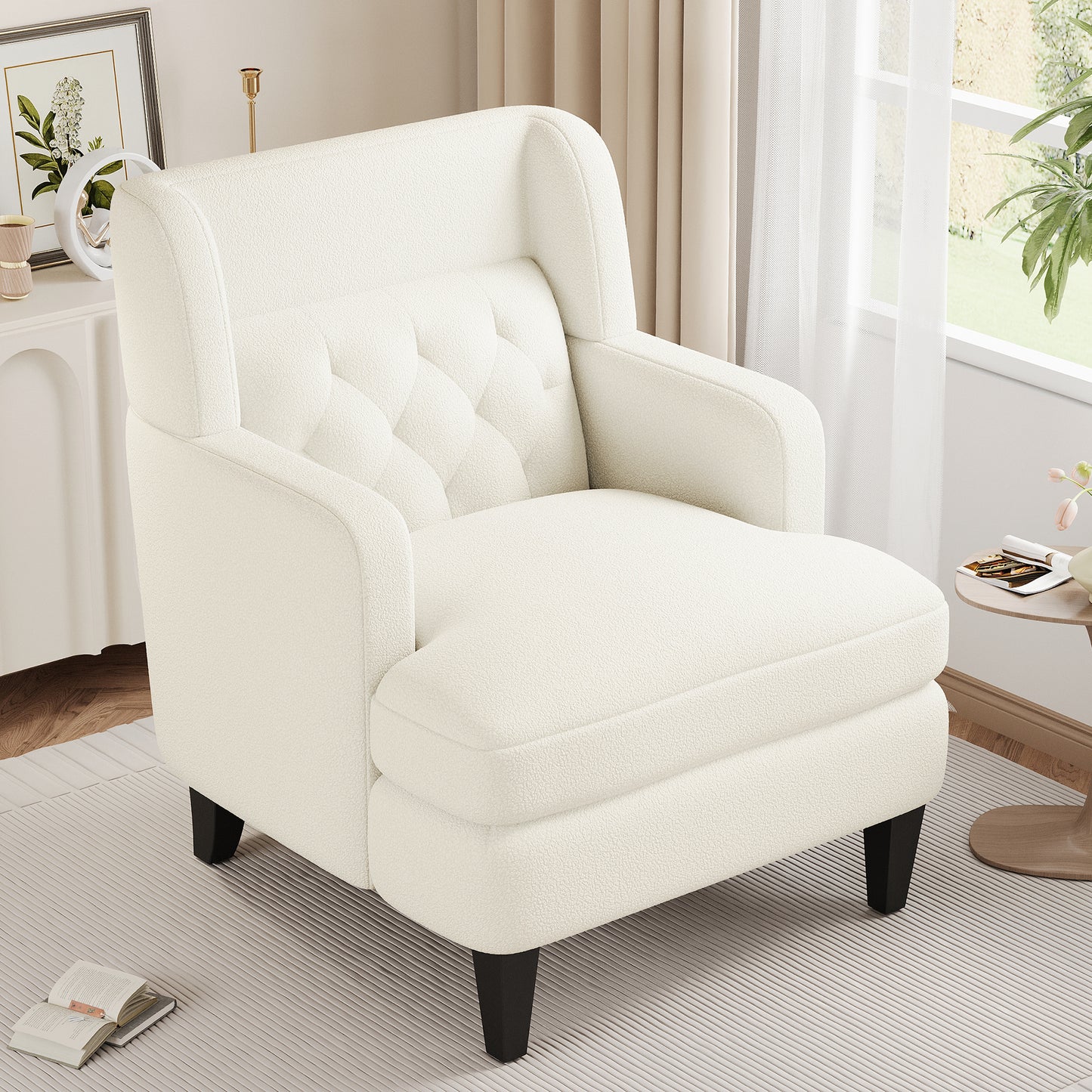 Dorelle Upholstered Accent Chair Tufted Armchair for Living Room and Bedroom