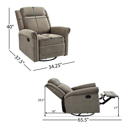Nomae 360° Swivel Recliner Manual Rocking Recliner Home Theater Manual Recliner Chair