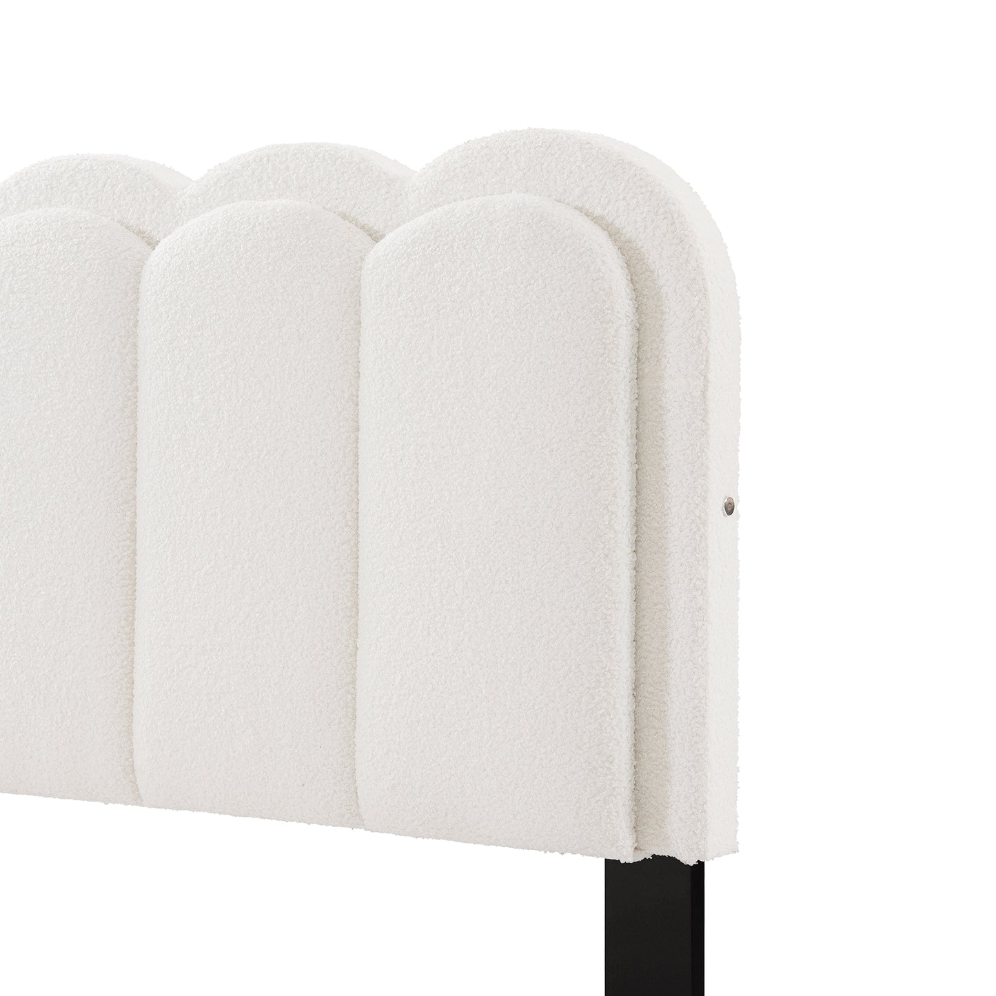 Vegas Lambswool Petal Headboard Bed Frame Cream Style Bedroom Soft Bed with Atmosphere Light