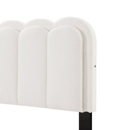 Vegas Lambswool Petal Headboard Bed Frame Cream Style Bedroom Soft Bed with Atmosphere Light