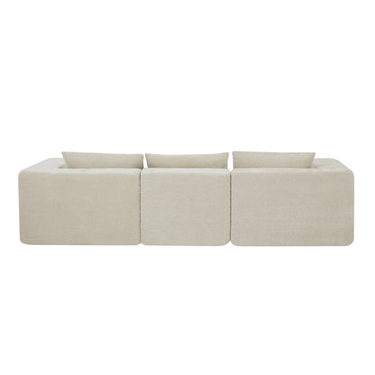 Fintin 107" Corduroy Modular Sectional Sofa with Ottoman, Zero Assembly Cloud Couch, Free Combination Design