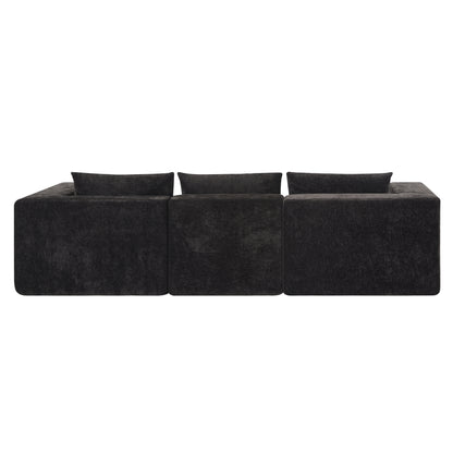 Fintin 107" Corduroy Modular Sectional Sofa with Ottoman, Zero Assembly Cloud Couch, Free Combination Design