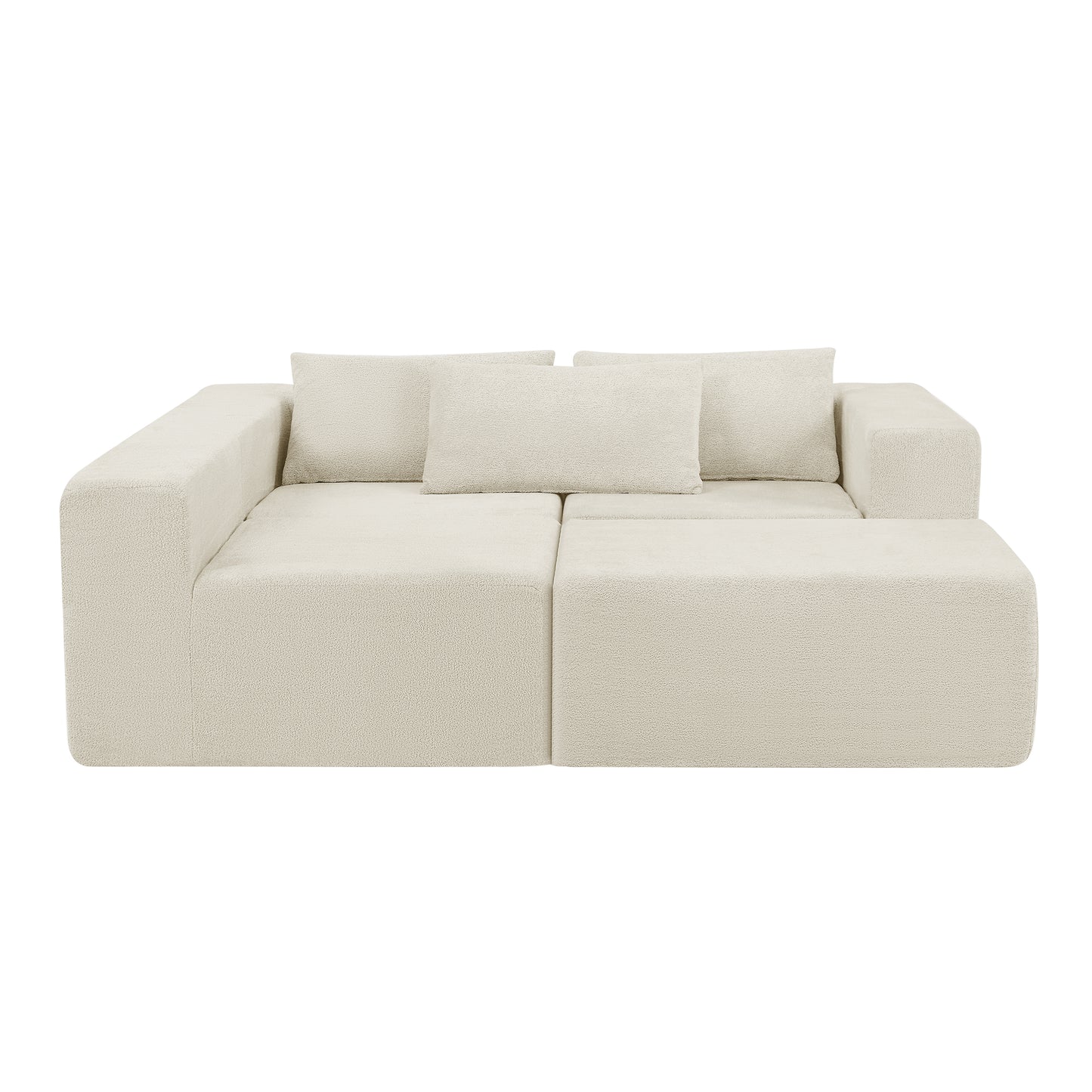 Fintin 107" Corduroy Modular Sectional Sofa with Ottoman, Zero Assembly Cloud Couch, Free Combination Design