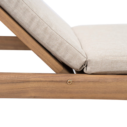 Mallorcar Acacia Wood Chaise Lounge With Cushion