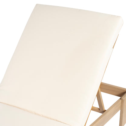 Enchang Outdoor Acacia Wood Chaise Lounge, Teak Frame, with Cushion
