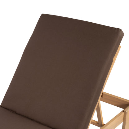 Enchang Outdoor Acacia Wood Chaise Lounge, Teak Frame, with Cushion