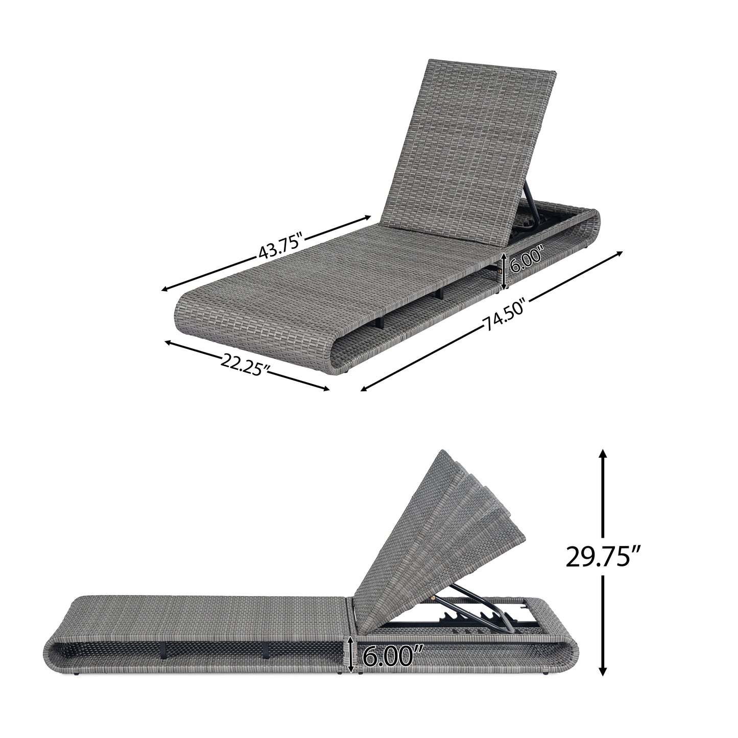 Sancty Outdoor PE Rattan Chaise Lounge