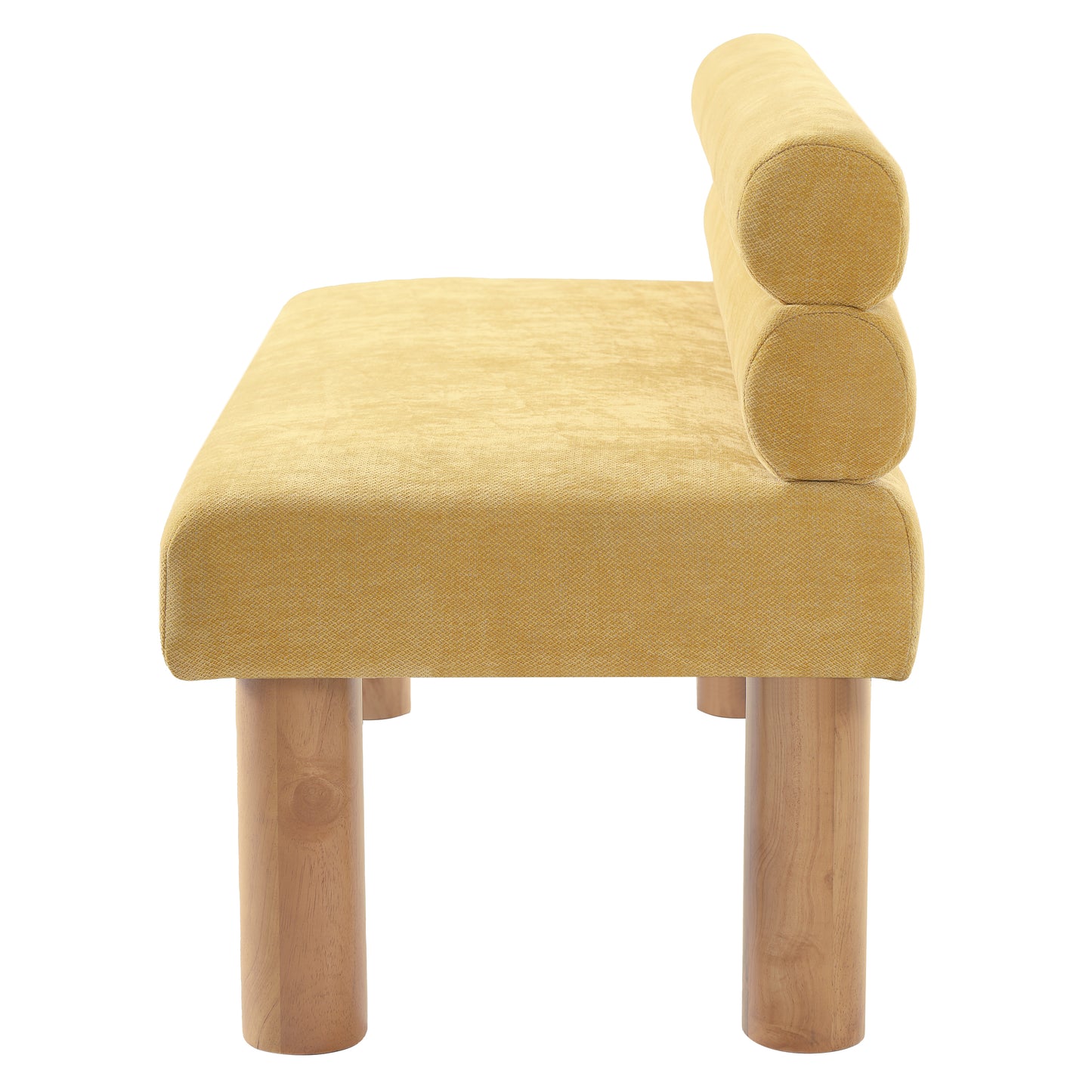 Thorne Upholstered Dining Bench with Backrest, Fabric Entryway Ottoman, Rubber Wood Legs, 300lbs Capacity