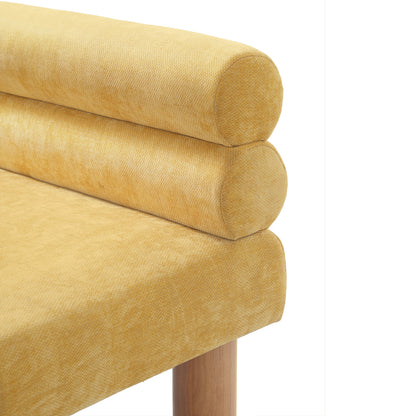 Thorne Upholstered Dining Bench with Backrest, Fabric Entryway Ottoman, Rubber Wood Legs, 300lbs Capacity