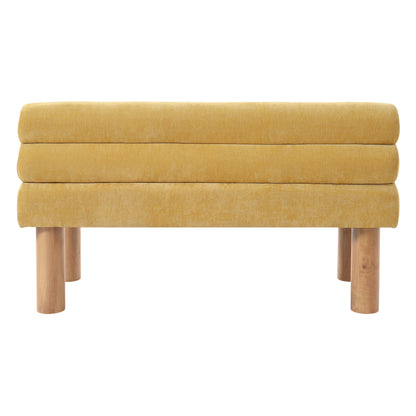 Thorne Upholstered Dining Bench with Backrest, Fabric Entryway Ottoman, Rubber Wood Legs, 300lbs Capacity