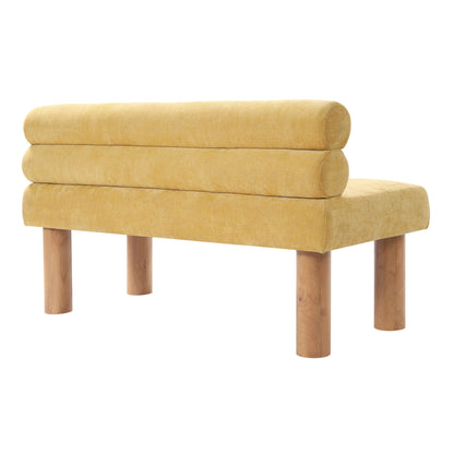 Thorne Upholstered Dining Bench with Backrest, Fabric Entryway Ottoman, Rubber Wood Legs, 300lbs Capacity