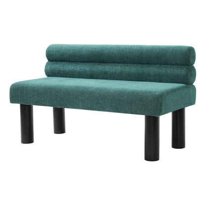 Thorne Upholstered Dining Bench with Backrest, Fabric Entryway Ottoman, Rubber Wood Legs, 300lbs Capacity