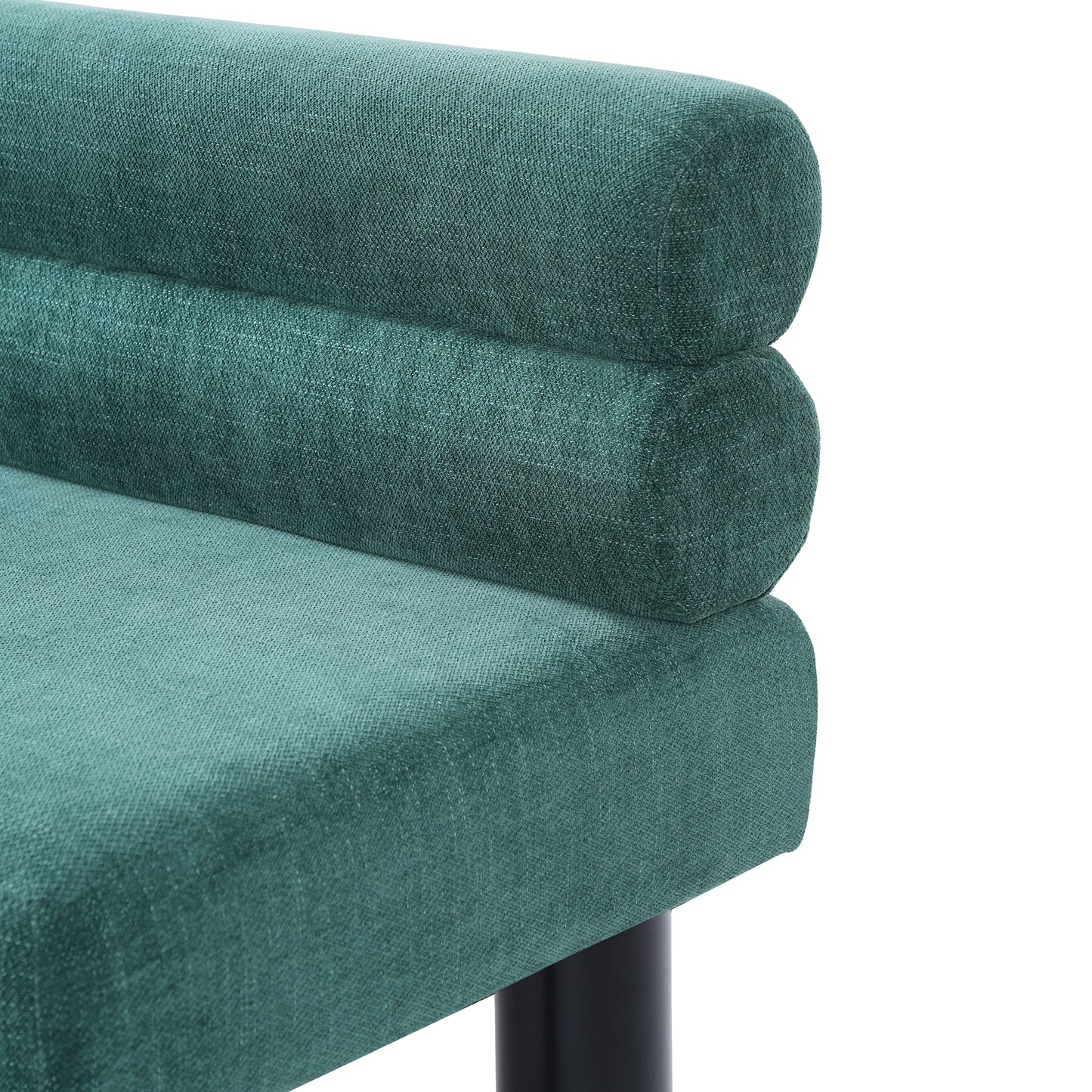 Thorne Upholstered Dining Bench with Backrest, Fabric Entryway Ottoman, Rubber Wood Legs, 300lbs Capacity