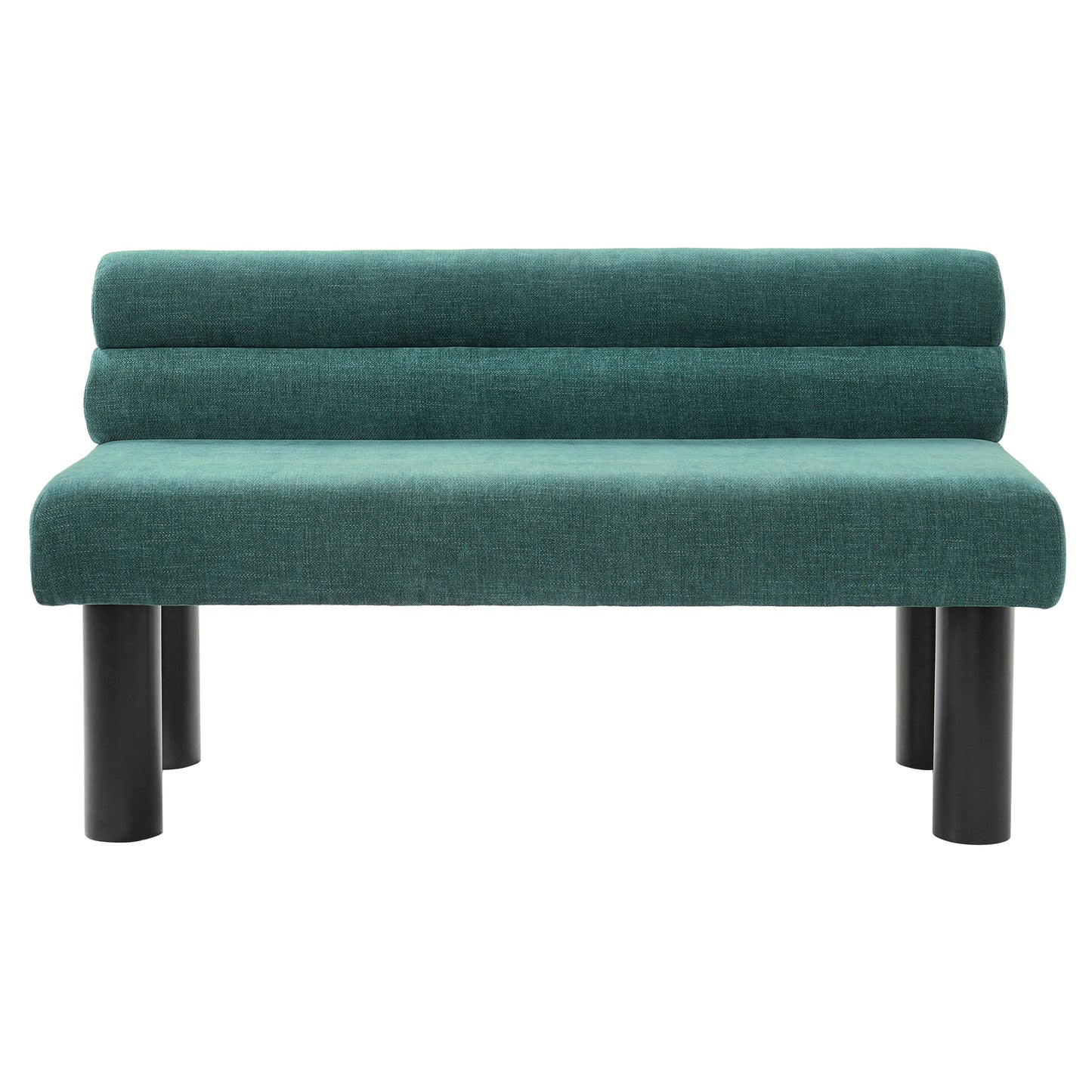 Thorne Upholstered Dining Bench with Backrest, Fabric Entryway Ottoman, Rubber Wood Legs, 300lbs Capacity
