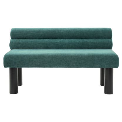 Thorne Upholstered Dining Bench with Backrest, Fabric Entryway Ottoman, Rubber Wood Legs, 300lbs Capacity