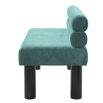 Thorne Upholstered Dining Bench with Backrest, Fabric Entryway Ottoman, Rubber Wood Legs, 300lbs Capacity