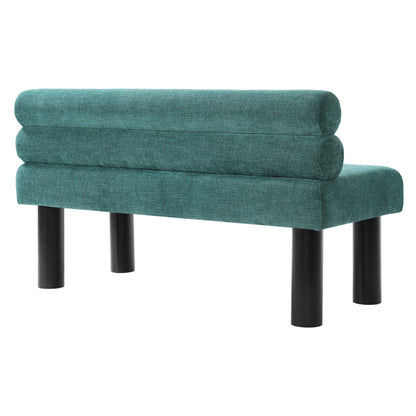 Thorne Upholstered Dining Bench with Backrest, Fabric Entryway Ottoman, Rubber Wood Legs, 300lbs Capacity