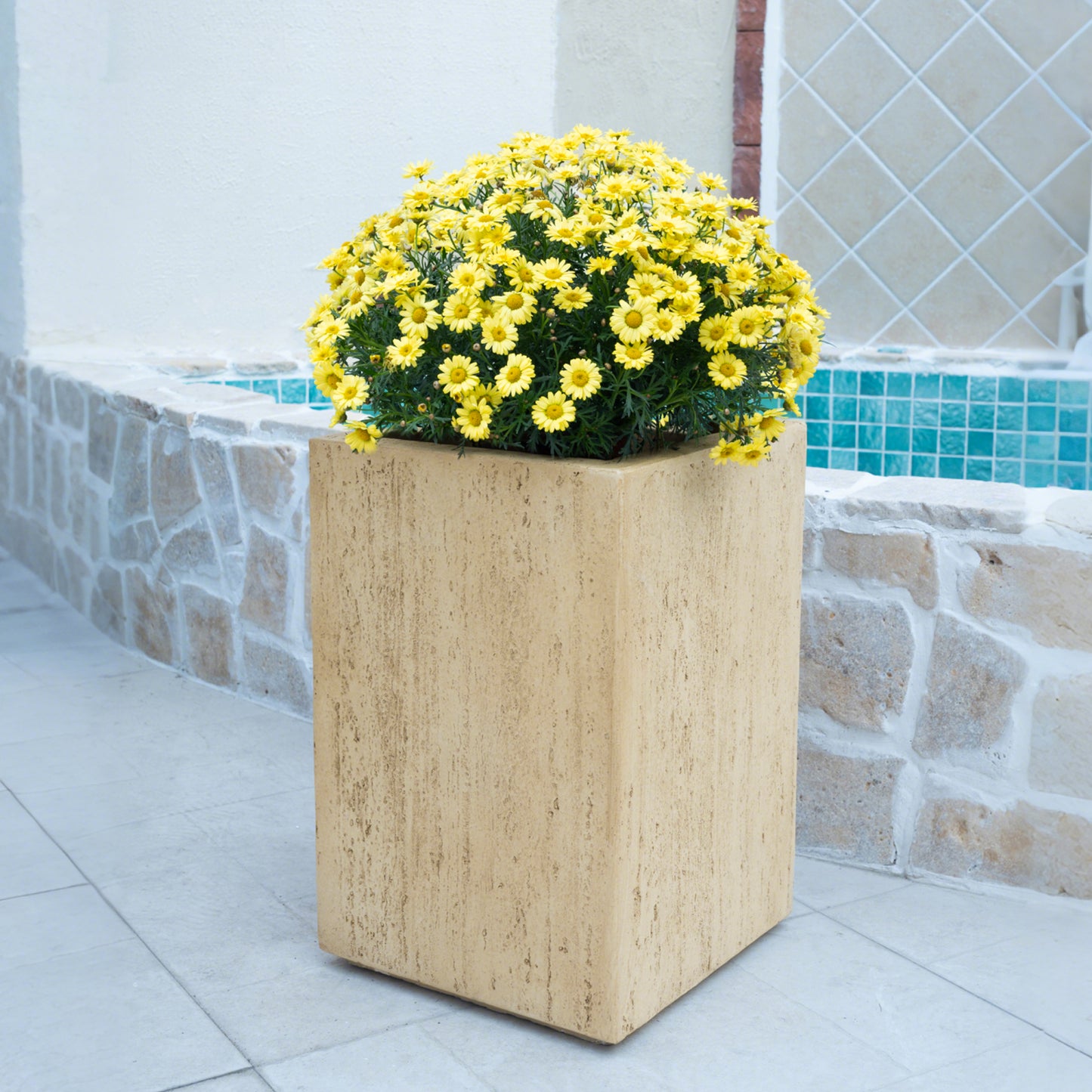 Mistry MGO Handmade Rectangle Planter Box,Travertine