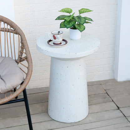 Luminary Outdoor 24" H MGO Terrazzo Side Table, White