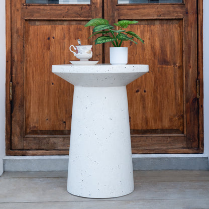 Luminary Outdoor 24" H MGO Terrazzo Side Table, White