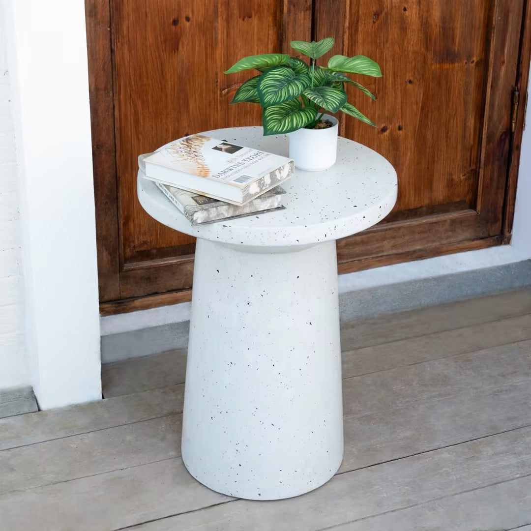 Luminary Outdoor 24" H MGO Terrazzo Side Table, White