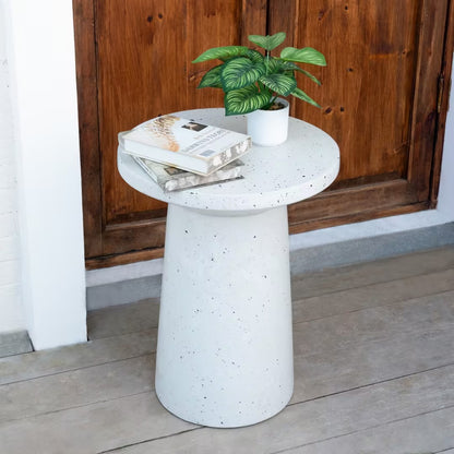 Luminary Outdoor 24" H MGO Terrazzo Side Table, White
