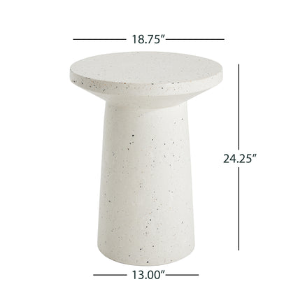 Luminary Outdoor 24" H MGO Terrazzo Side Table, White