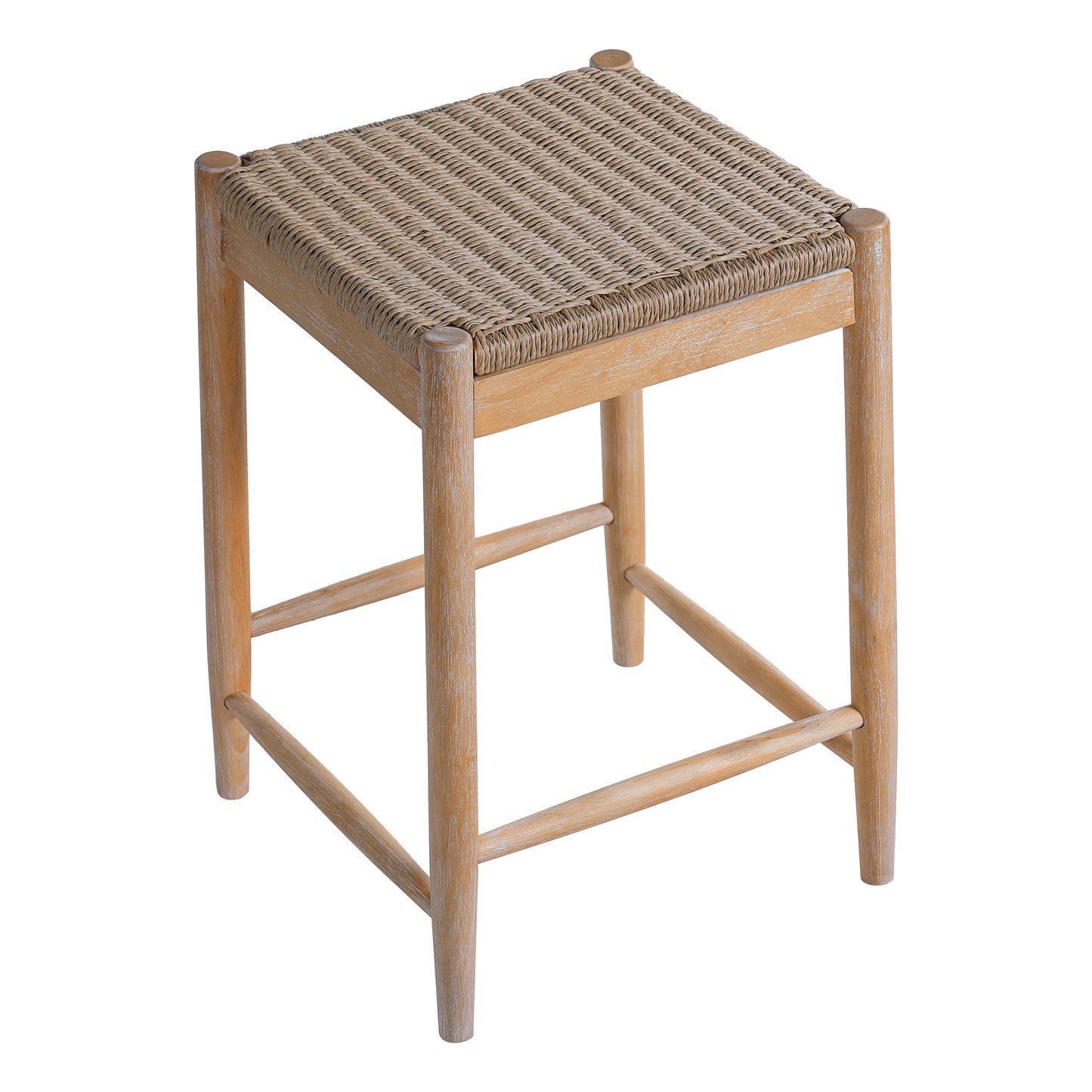 Alistair Solid Wood Stools,25.8" Tall Boho Backless Stool Chairs with Acacia Wood Legs, Max Load 220 Lbs